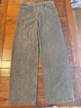 American Eagle Outfitters Gray Patterned Wide-Leg Chinos
